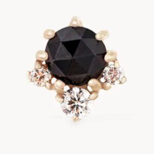 bluboho Full Moon Glow Black Onyx + Diamond Earring — 14k Gold, Single